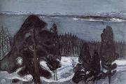 Edvard Munch Winter night painting